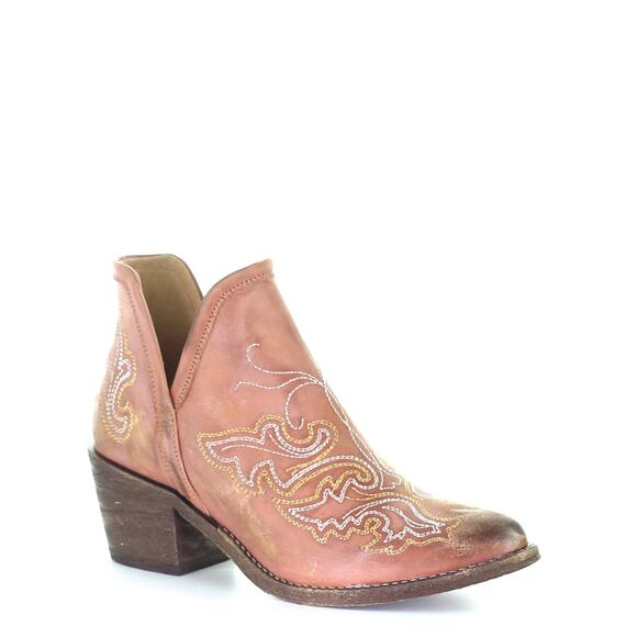 Corral Shoes - Corral Womens Embroidery Ankle Western Boots Pink  Q0174 Size US 7